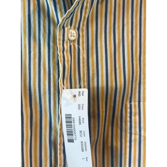 J.Crew Mens Secret Wash Shirt L Striped Yellow/Blue Stretch Long Sleeve Button-U - Picture 1 of 7
